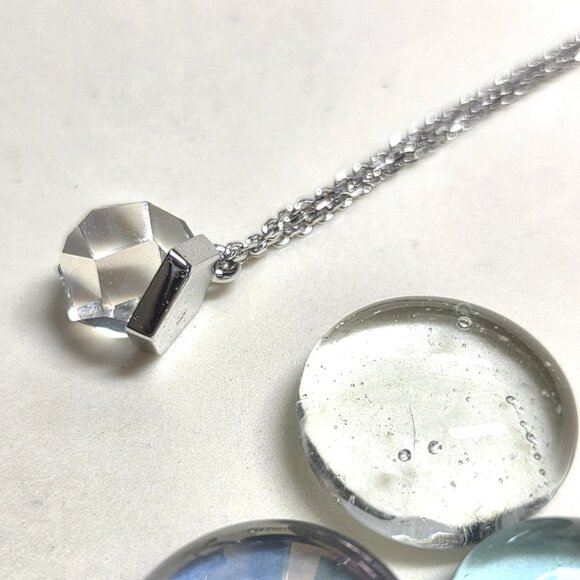 Authentic Swarovski Solitaire Clear Crystal Single Stone Necklace Silver Tone - Picture 10 of 11